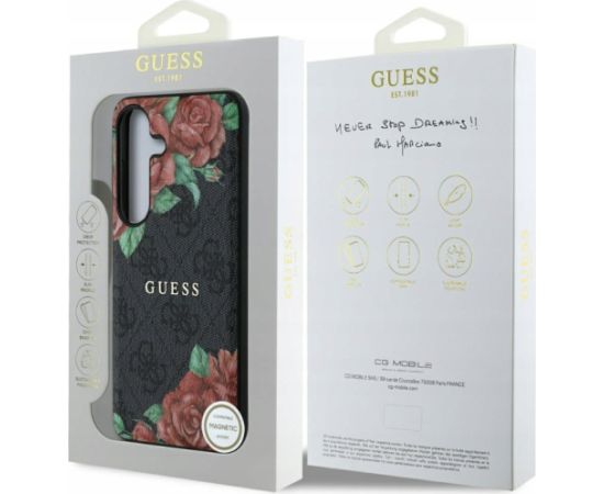 Guess Leather 4G Flowers Print Metal Classic Logo MagSafe Чехол для Samsung Galaxy S25