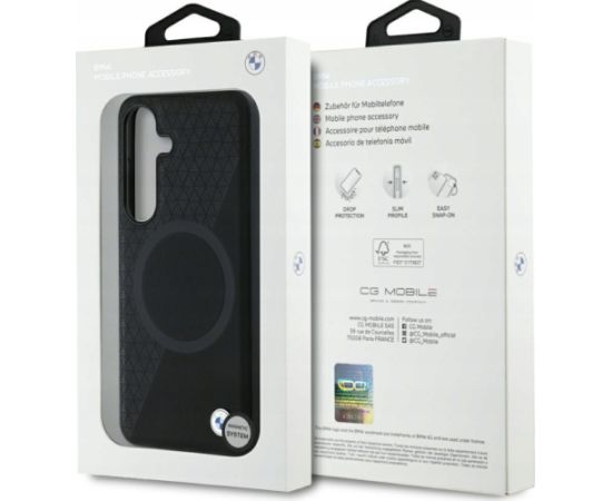 BMW Leather Half Textured MagSafe Чехол для Samsung Galaxy S25