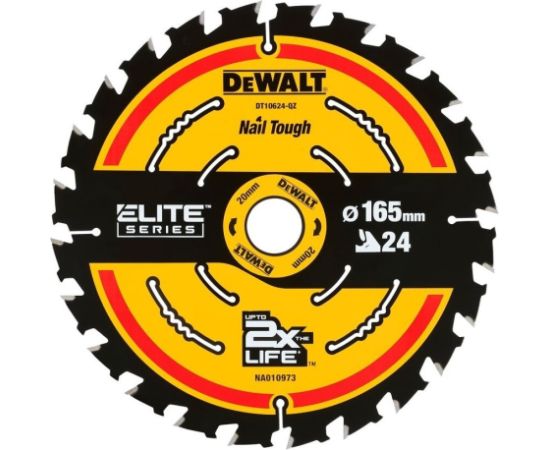 Griešanas disks kokam DeWalt DT10400-QZ; 165x20 mm; 24T