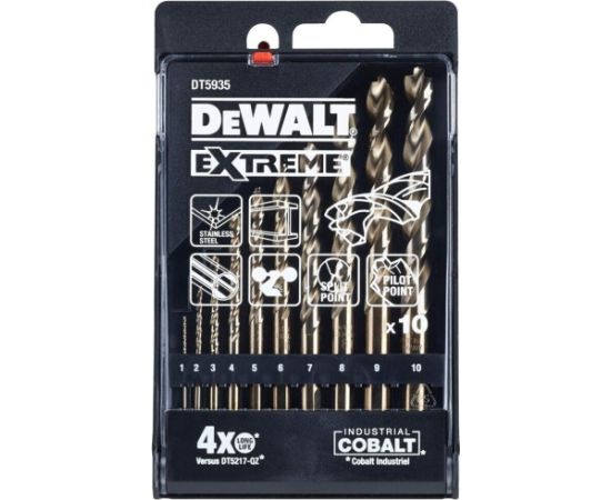Metāla urbju komplekts DeWalt DT5935-QZ; 1-10 mm; 10 gab.