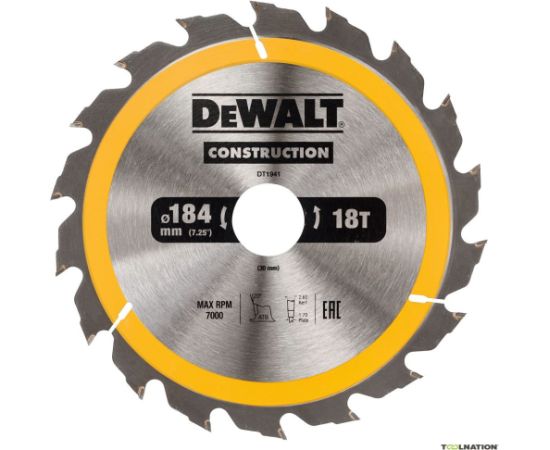 Griešanas disks kokam DeWalt DT1941-QZ; 184x30 mm; 18T
