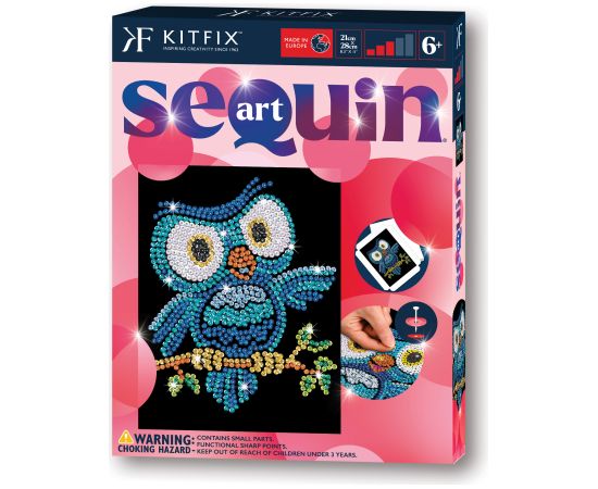 KITFIX Amatniecības komplekts Sequin Art Red spīdumiņu māksla, Pūce Ozzijs