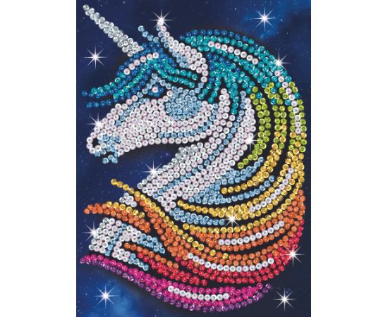 KITFIX Amatniecības komplekts Sequin Art Red spīdumiņu māksla, Vienradzis ar zvaigznītēm