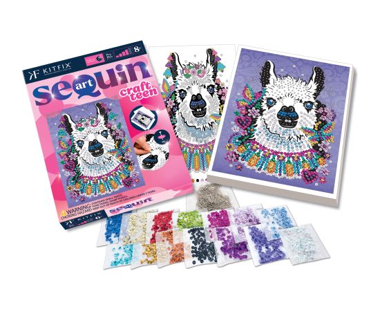 KITFIX Amatniecības komplekts Sequin Art Craft Teen spīdumiņu māksla, Lama