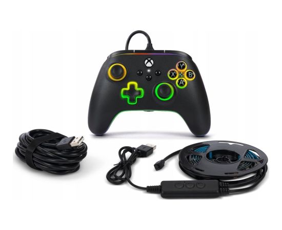 Pad PowerA Advantage Xbox Series X|S med Lumectra + RGB LED Strip - Sort