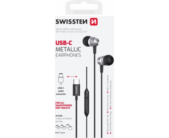 Swissten Metallic USB-C Наушники