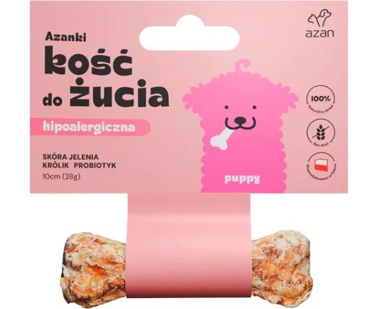 Brit AZANKI Hypoallergenic bone made of deer skin with rabbit and probiotic Puppy - dog treat - 10 cm