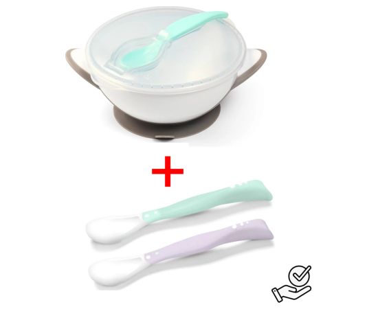 Babyono Bļoda ar piesūcekni+elastīgas karotes (1063/02+1066/03)-izdevīgi! Galda Trauki Bērniem