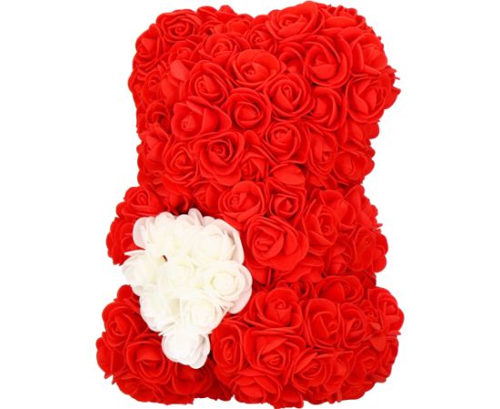 Lācis no rožu ziedlapiņām ar baltu sirdi Springos HA7219 25 cm sarkans ar iepakojumu Mākslīgie ziedi un augi