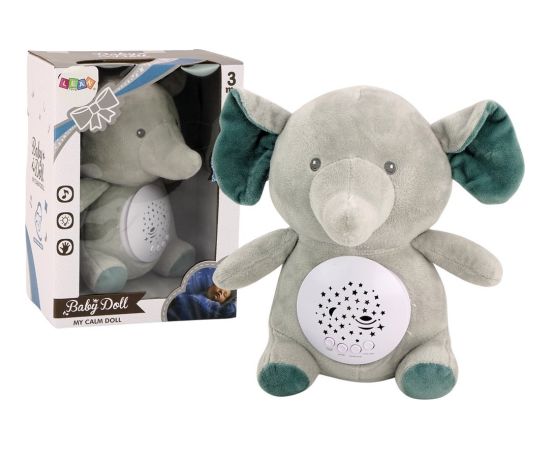 LeanToys Miś Słonik Usypiający Melodie Światła Projektor Gwiazd Siwy