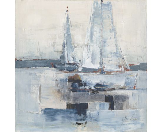 Oil painting 100x100cm, 
sailboats at sea