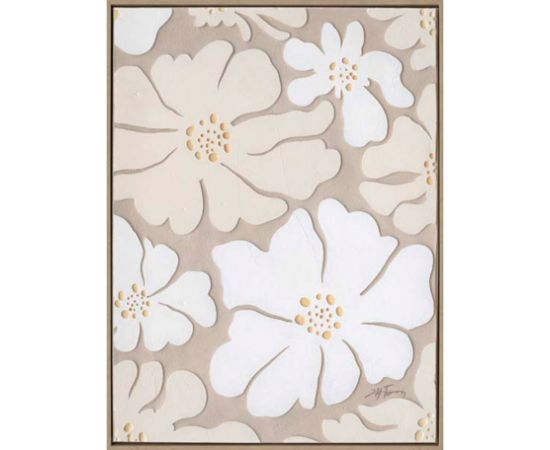 Painting with frame 60x80cm, 
beige flowers