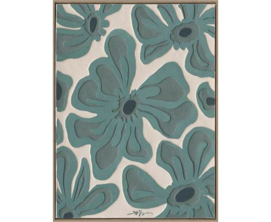 Painting with frame 60x80cm, 
green flowers