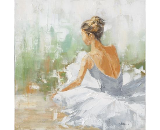 Oil painting 80x80cm, dancer in white