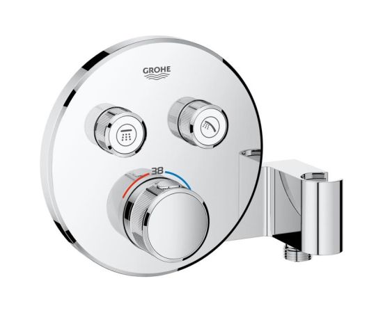 Grohe dušas termostata SmartControl round virsapmetuma daļa, ar 2 izejām, ar dušas turētāju, hroms