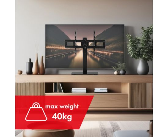 Maclean MC-386 Universal TV Stand Base for Cabinet Dresser Table Desk 32" - 75" 40kg VESA 35° Rotating Temepred Glass Adjustable TV Height Powder Coating