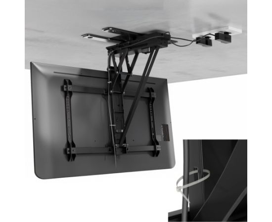 Maclean electric ceiling TV mount, TUYA support, max VESA 600x400, 90st swivel remote control, 32"-75", 35kg, MC-490