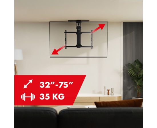 Maclean electric ceiling TV mount, TUYA support, max VESA 600x400, 90st swivel remote control, 32"-75", 35kg, MC-490