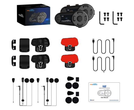 Fodsports V6S motorcycle intercom two-pack