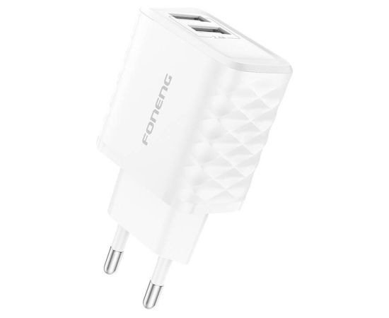 Foneng EU53 2xUSB-A, 2.4A network charger (White) + USB-A toLightning cable