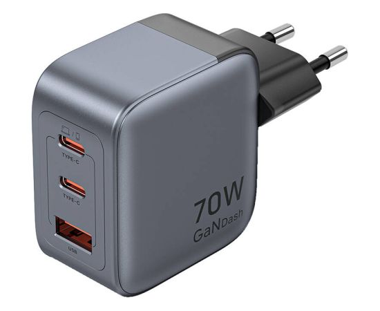 GaN Vention USB-C+C+A 70W Charger (Gray)