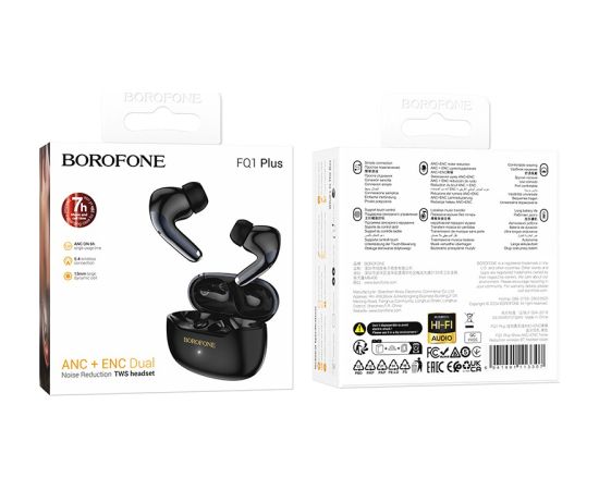 Беспроводные наушники Borofone FQ1 Plus ANC+ENC черные