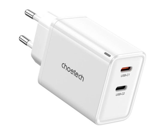 Choetech PD6013, GaN, 2x USB-C, PD65W network charger (white)
