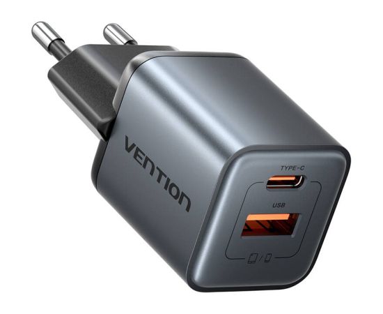 GaN Vention USB-C + USB-A 30W Charger (Gray)