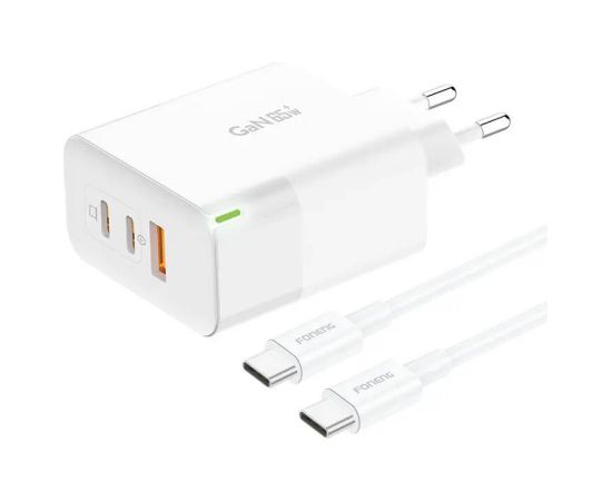 Charger Foneng GAN65 USB-A, 2x USB-C GaN 65W with USB-C cable