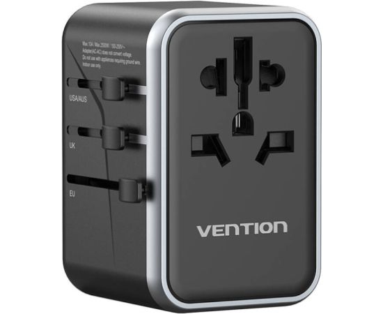Vention FJFB0 GaN 2xUSB-C 2xUSB-A Universal Travel Adapter 65W (black)