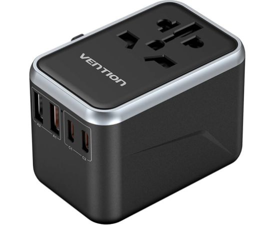 Vention FJFB0 GaN 2xUSB-C 2xUSB-A Universal Travel Adapter 65W (black)
