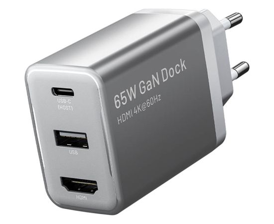 Vention FJAH0-EU USB(C+A)+HDMI GaN mains charger (60W/5W/4K@60Hz) (grey)