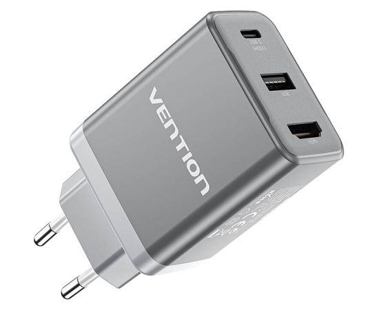 Vention FJAH0-EU USB(C+A)+HDMI GaN mains charger (60W/5W/4K@60Hz) (grey)