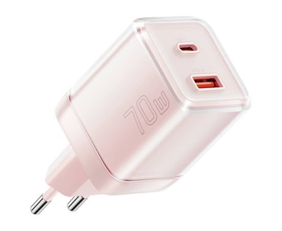 Essager Wall charger Yueqi 70W GaN USB-C + USB-A (pink)