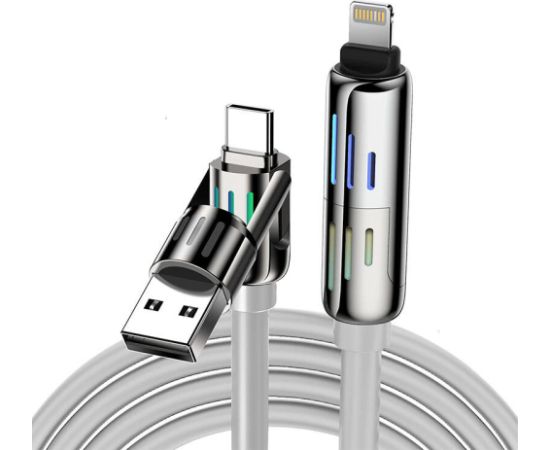 Kabel 4w1 USB-C/USB-A do USB-C/Lightning Blitzwolf BW-HDC6 1.2m 240W RGB (szary)