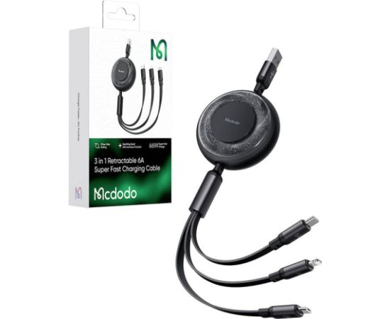 3-in-1 USB-C to USB-C / Lightning / Micro USB cable, Mcdodo CA-3730, 1.2m (black)