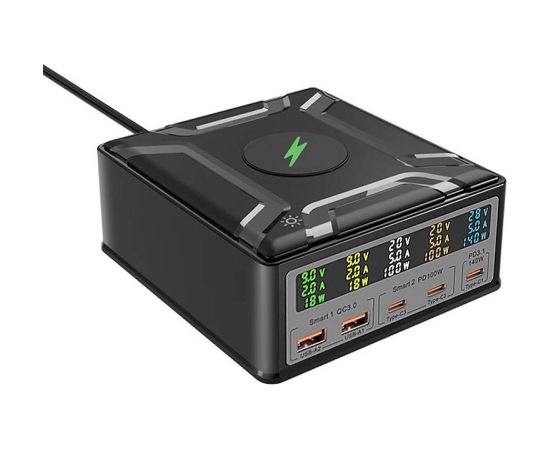 Blitzwolf BW-S28 260W, 2xUSB-A, 3xUSB-C, 15W wireless charger (black)