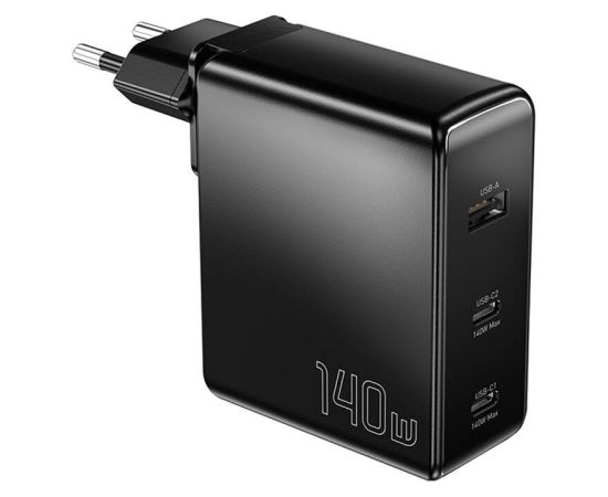 Wall charger, Essager, ECT2CA-MQB01-Z, 2xUSB-C, USB-A, 140W (black)