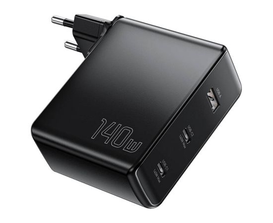 Wall charger, Essager, ECT2CA-MQB01-Z, 2xUSB-C, USB-A, 140W (black)