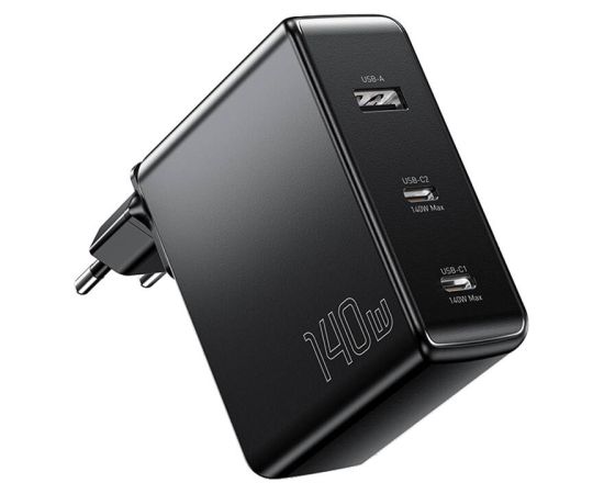 Wall charger, Essager, ECT2CA-MQB01-Z, 2xUSB-C, USB-A, 140W (black)