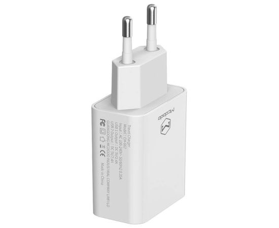 Dual USB charger Mcdodo CH-6720 (EU) Lightning 1m Travel set (white)