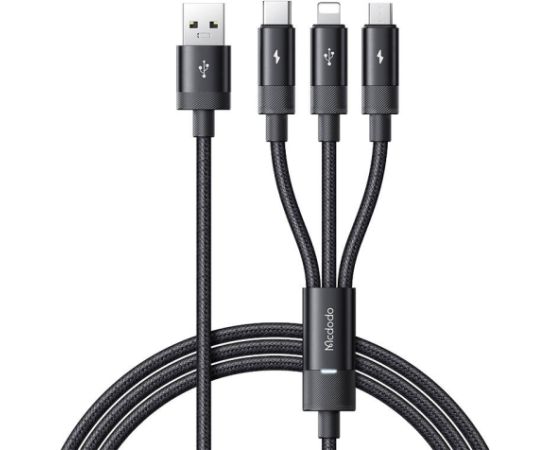 3in1 USB to USB-C / Lightning / Micro USB Cable, Mcdodo CA-5790, 3.5A, 1.2m (black)