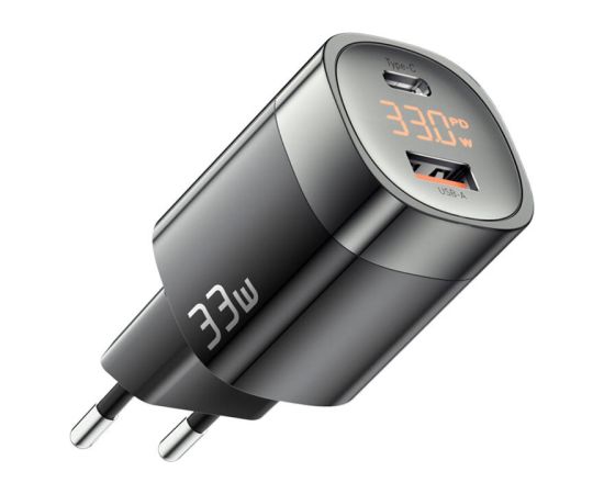 Wall charger, Essager, ECTCA-LYB01-Z, GaN, USB-A, USB-C, 33W (black)