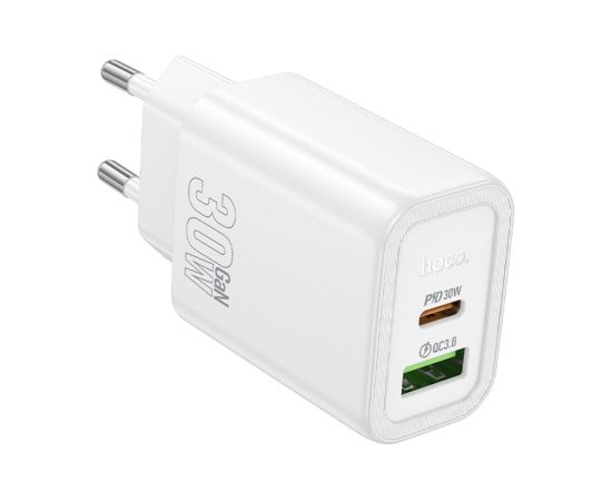 Сетевая зарядка Hoco N63 30W GaN USB-C/USB-A белая