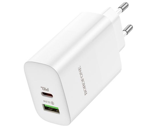 Charger Borofone BN10 65W GaN USB-C/USB-A white