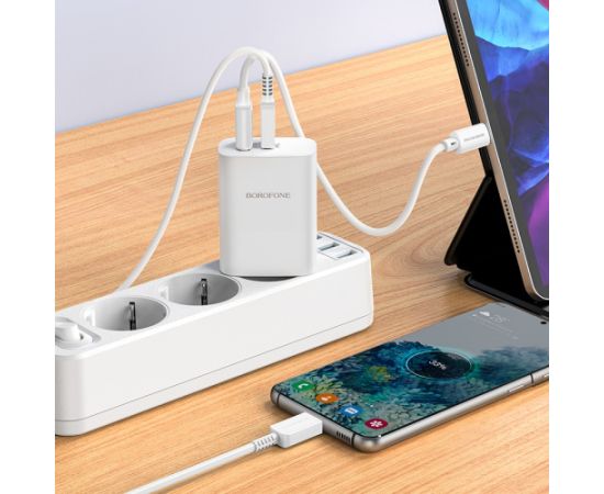 Charger Borofone BN10 65W GaN USB-C/USB-A white