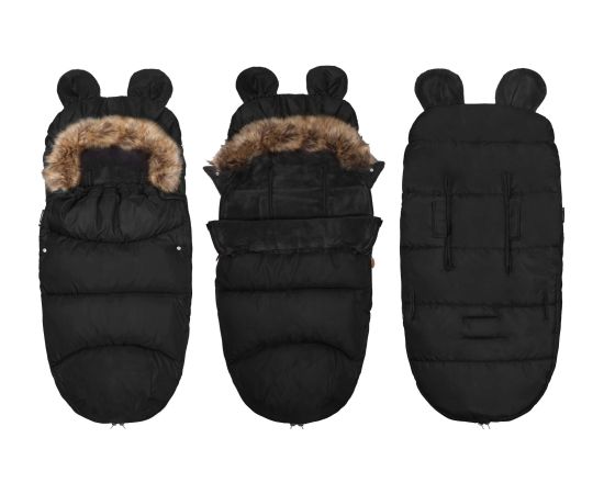 4-in-1 ratu guļammaiss, guļammaiss ar kažokādu ragavām Springos SB0046 96 cm melns