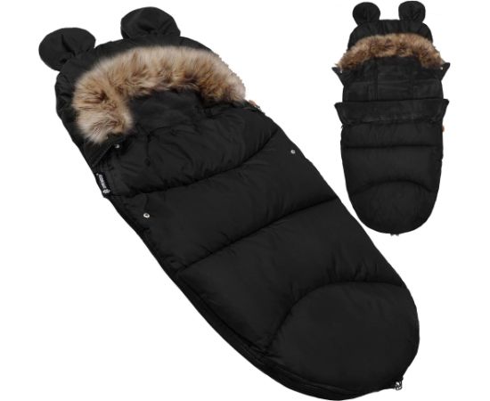 4-in-1 ratu guļammaiss, guļammaiss ar kažokādu ragavām Springos SB0046 96 cm melns