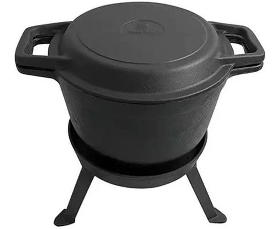 KingHoff KOCIOŁEK ŻELIWNY MYŚLIWSKI 5.0L Z PATELNIĄ GRILL 2 W 1 KINGHOFF KH-1732