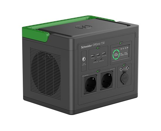 APC Schneider OffGrid Portable Power Station 730, 738Wh Lithium-ion, LCD, 2 CEE 7 3 Schuko outlets, Sinewave, 3 USB-A, 2 USB-C, Wireless Charger   PPS730-GR
